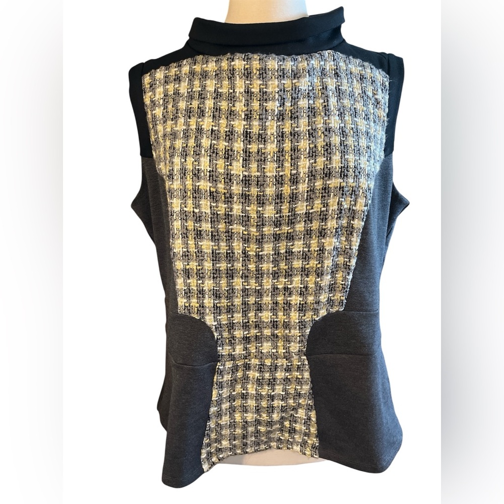 7th Avenue NY Co.Black,Gray, Gold.White & metallic Sleeveless Tweed Top Size XXL - Picture 3 of 12